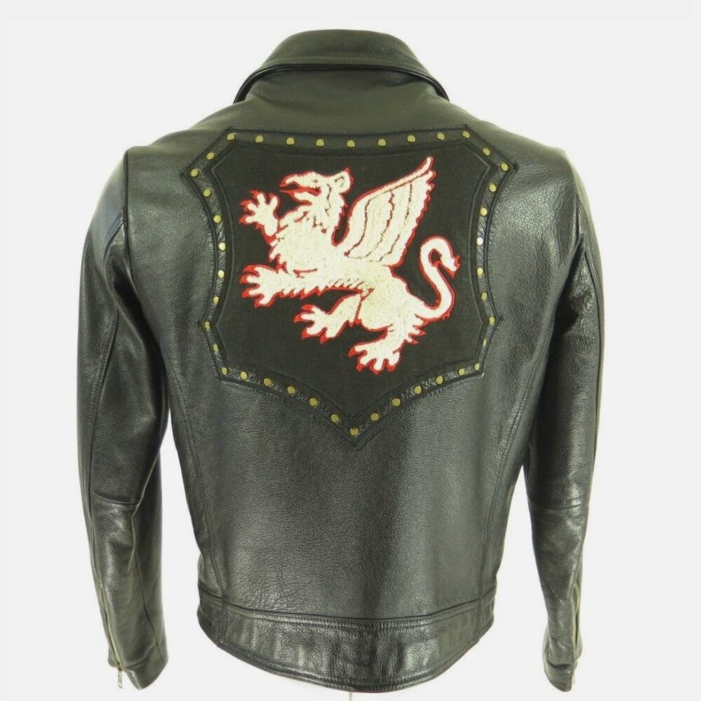 VTG Wilsons Leather Jacket M. Julian Large Born to Rock Motorcycle Back Patch